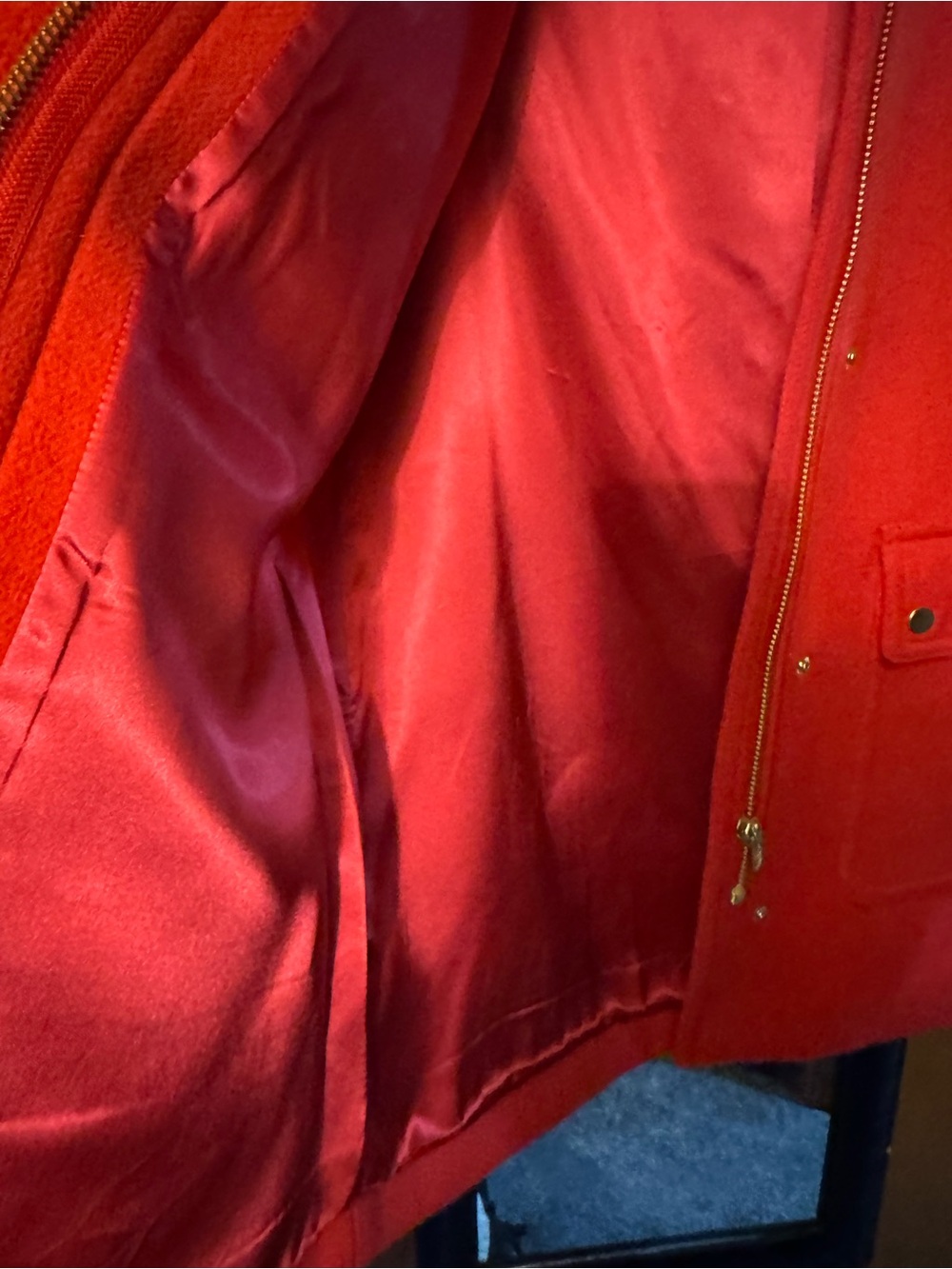 J. Crew Red Wool-Blend Pea Coat with Faux Fur Trim - Picture 2 of 7